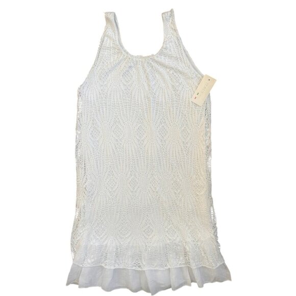 Women's White Shift Tank Dress Lined Stretched Sleeveless Made In Italy S/M - Picture 1 of 15